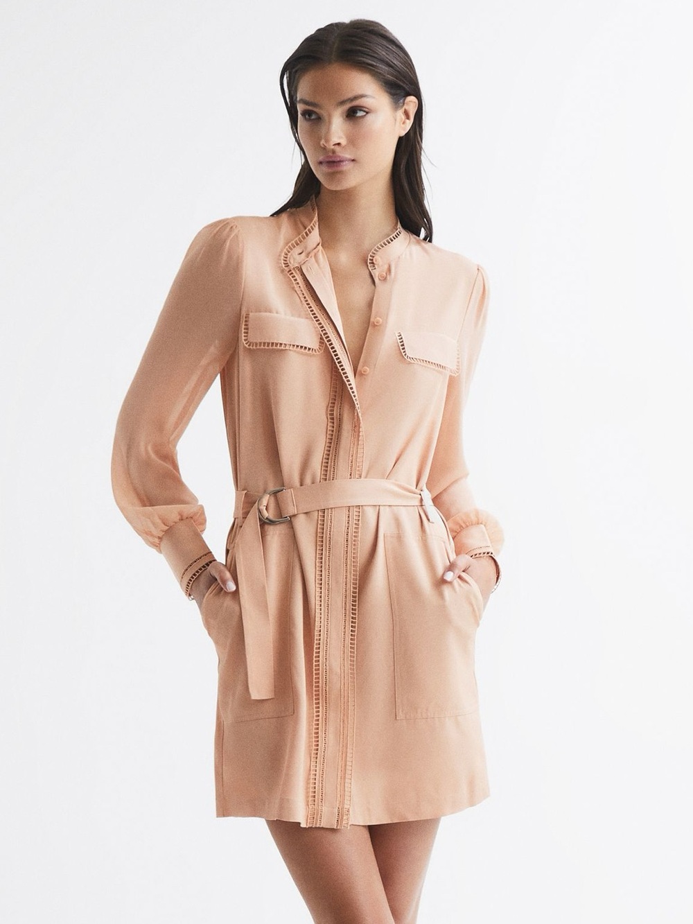 REISS CASSIA LADDER TRIM BELTED DRESS 💗💗